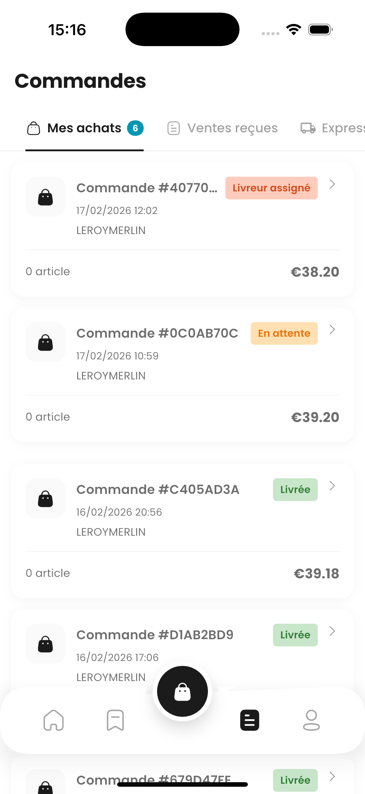 Suivi de commande BRIKER — livraison de matériaux en cours