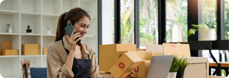 Store owner managing business